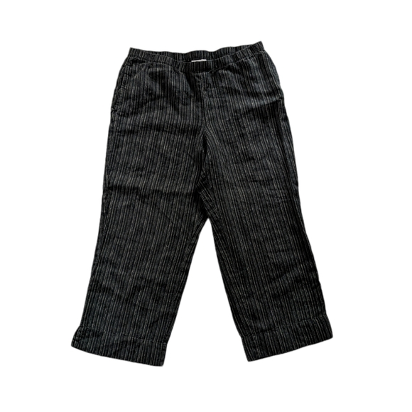 J. Jill Love Linen Black & White Stripe Wide Leg Crop Pants - Picture 2 of 9